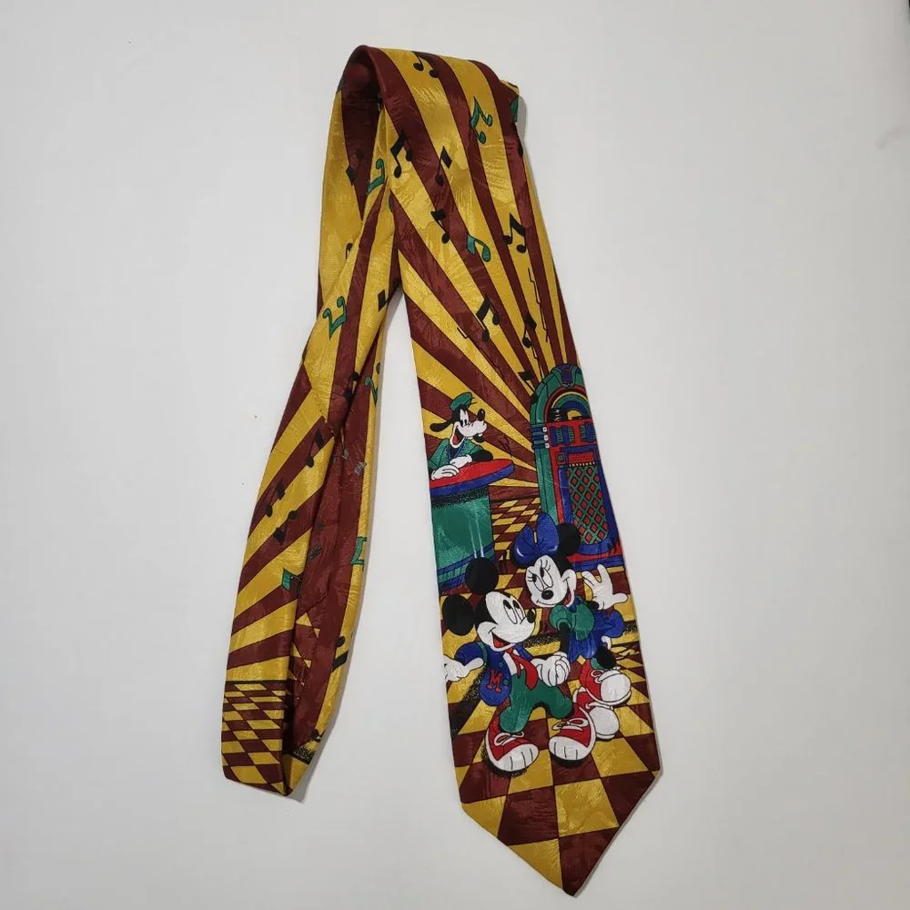 Disney Vintage Mickey Mouse & Minnie Mouse Dancing Music Jukebox Men's Neck‎ Tie